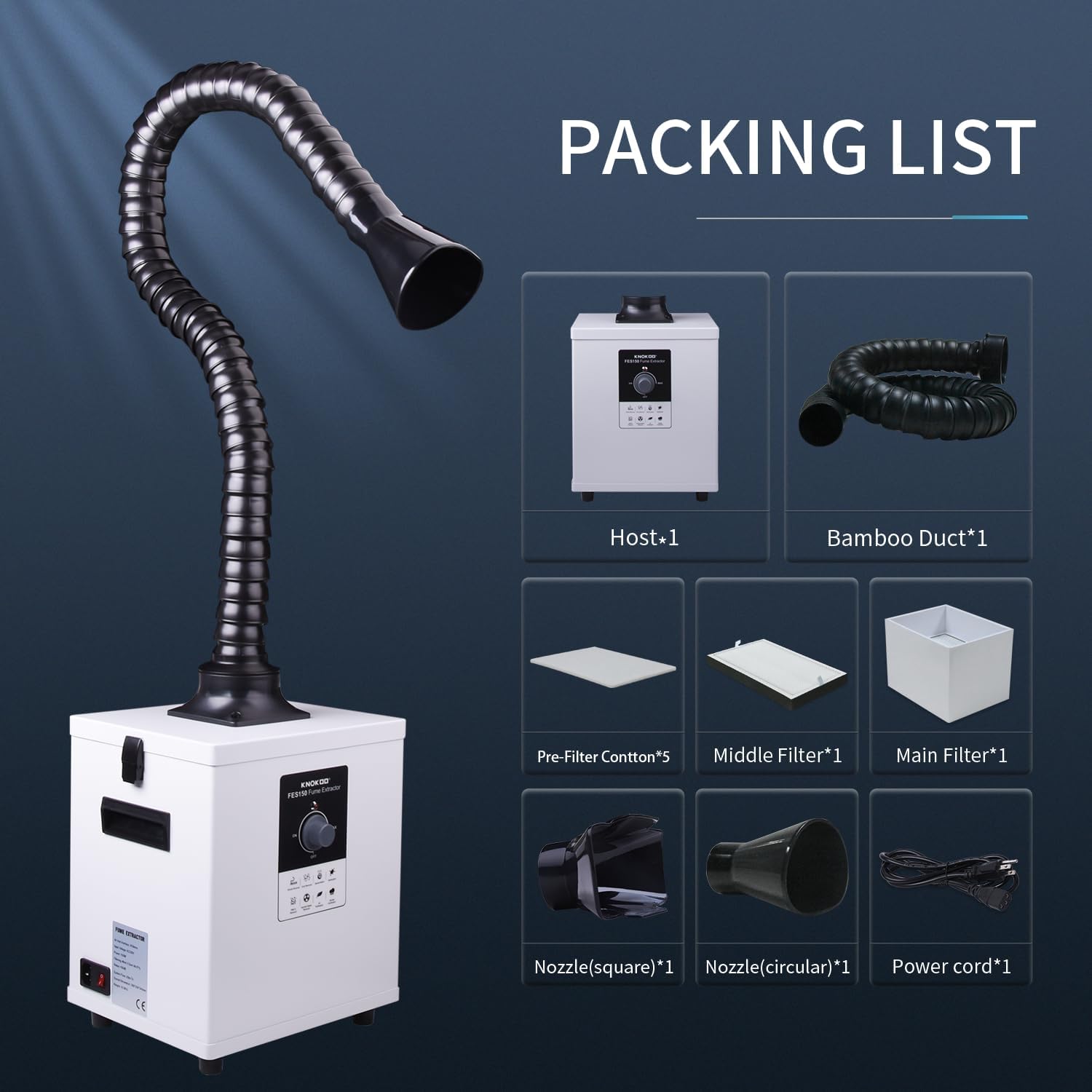 Fume Extractor Laser - Промышленный лазерный пылеуловитель KNOKOO FES150, очиститель