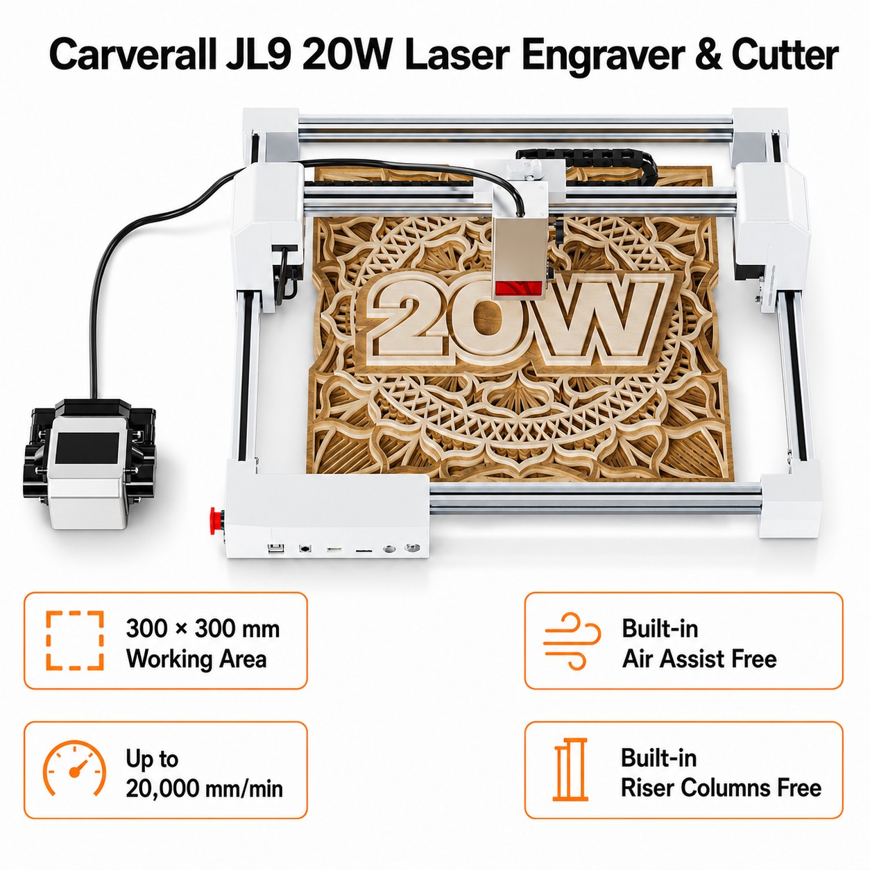 Acrylic Cutting Machine - Лазерный гравер-резак Carverall JL9 20W, настольный
